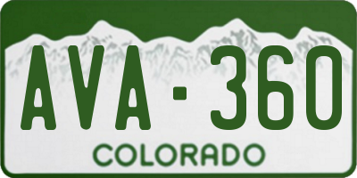 CO license plate AVA360