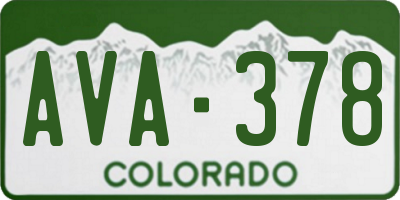 CO license plate AVA378