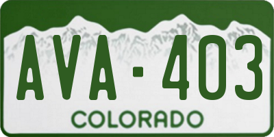 CO license plate AVA403