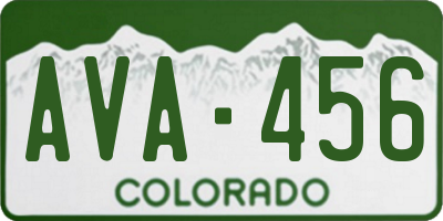 CO license plate AVA456