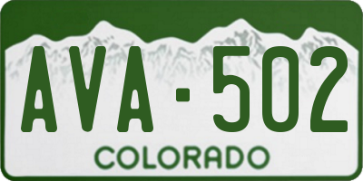 CO license plate AVA502