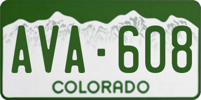 CO license plate AVA608