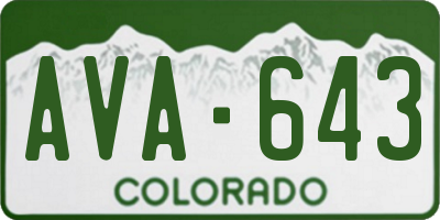 CO license plate AVA643