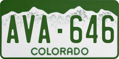 CO license plate AVA646