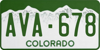 CO license plate AVA678