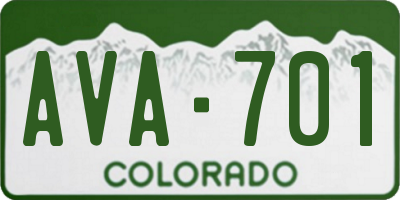 CO license plate AVA701