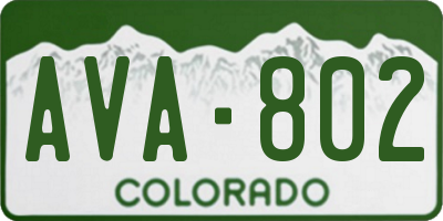 CO license plate AVA802