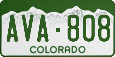 CO license plate AVA808