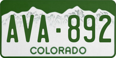 CO license plate AVA892