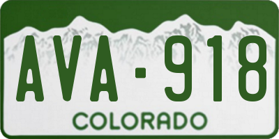 CO license plate AVA918