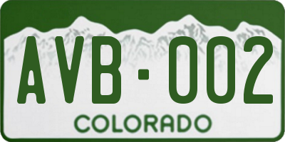 CO license plate AVB002