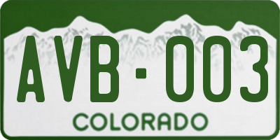 CO license plate AVB003
