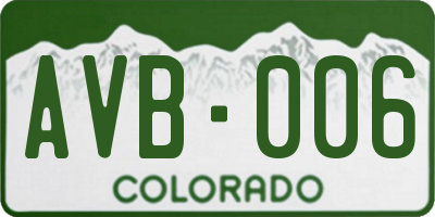 CO license plate AVB006