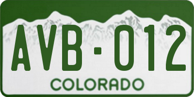 CO license plate AVB012
