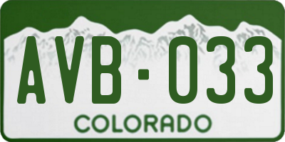CO license plate AVB033