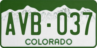 CO license plate AVB037