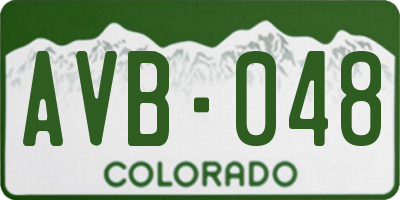 CO license plate AVB048
