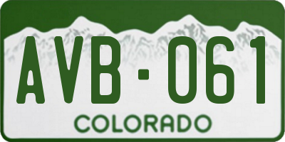 CO license plate AVB061