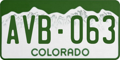 CO license plate AVB063