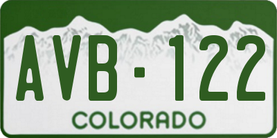 CO license plate AVB122