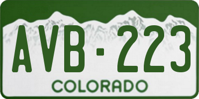 CO license plate AVB223