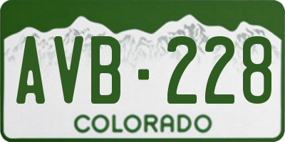 CO license plate AVB228