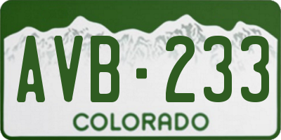 CO license plate AVB233