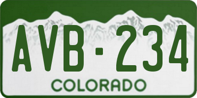 CO license plate AVB234