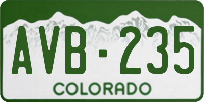 CO license plate AVB235
