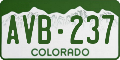 CO license plate AVB237