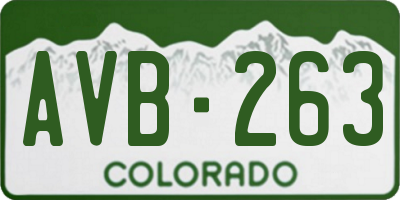 CO license plate AVB263