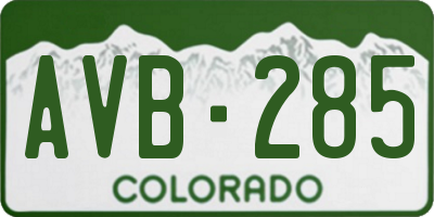 CO license plate AVB285