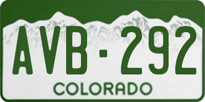 CO license plate AVB292
