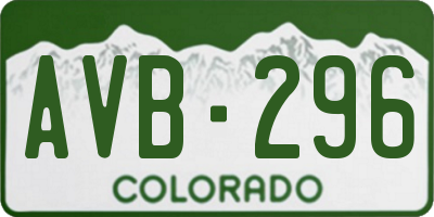 CO license plate AVB296