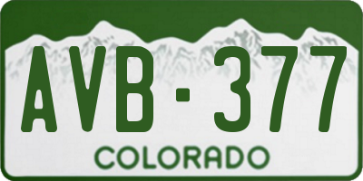 CO license plate AVB377