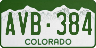 CO license plate AVB384