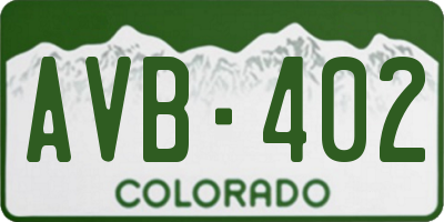 CO license plate AVB402