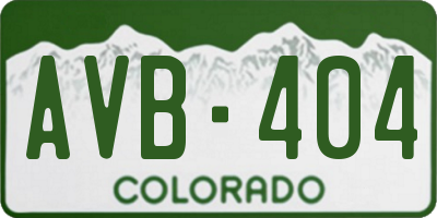 CO license plate AVB404