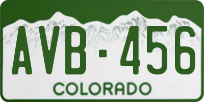 CO license plate AVB456