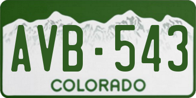 CO license plate AVB543