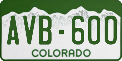 CO license plate AVB600