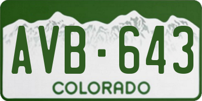 CO license plate AVB643