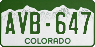CO license plate AVB647