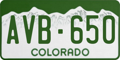 CO license plate AVB650