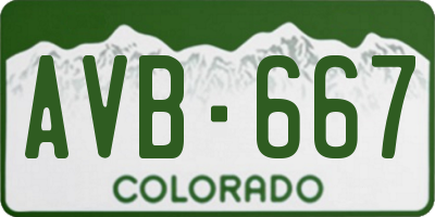 CO license plate AVB667