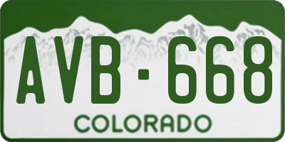 CO license plate AVB668