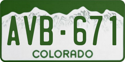 CO license plate AVB671