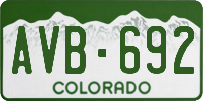 CO license plate AVB692