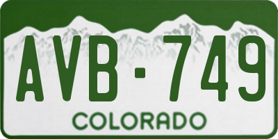 CO license plate AVB749