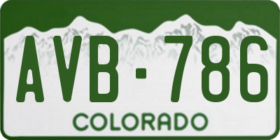CO license plate AVB786
